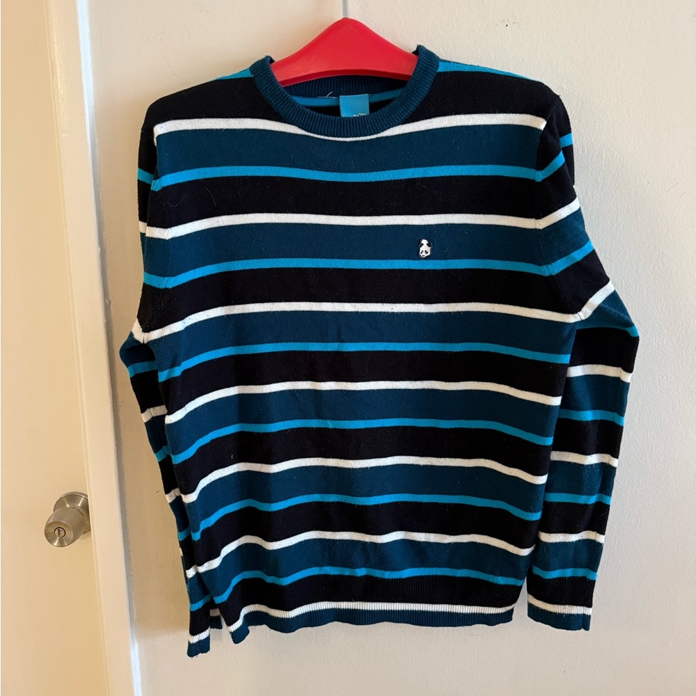Enjoi Men's Striped Crewneck Sweater - Navy and White
